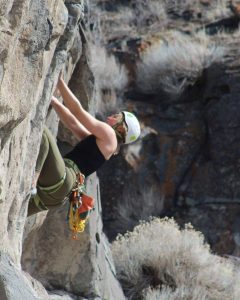 A person rock climbing